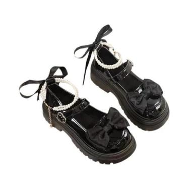 Imagem de Sapatos Mary Jane Femininos Com Fivela Em Forma De Coração, Cadeia De 