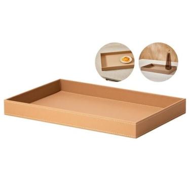 Imagem de Bandeja Decorativa Mesa Multiuso Retangular Servir Decorar Revestiment