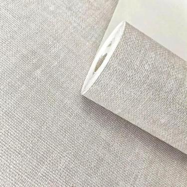 Imagem de Papel de Parede Quarto Sala Linho Cinza Vinílico Texturizado Importado