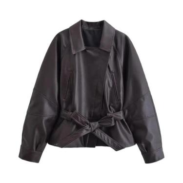 Imagem de Casaco Trench Feminino Preto De material sintético Com Manga Longa, La