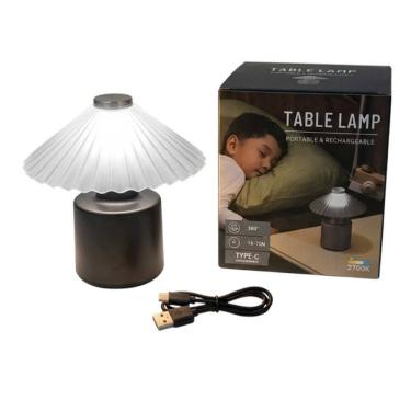 Imagem de Luminaria Abajur Mesa LED Touch USB Recarregavel Iluminaçao Cabeceira Estudo Leitura Sala Quarto Casa Decoraçao