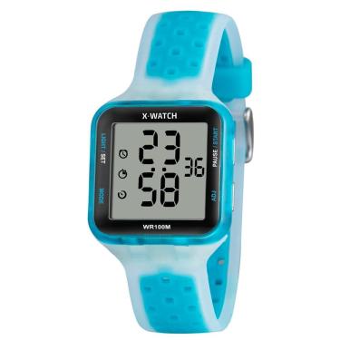 Imagem de Relógio X-Watch Feminino Ref: Xlppd066 Bxba Retangular Digital Azul Translúcido