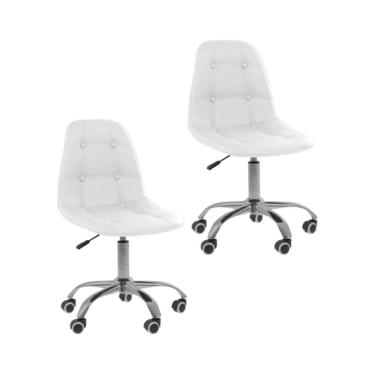 Imagem de Kit 02 Cadeiras Oficial Office Eiffel Botonê Ajustável Branco