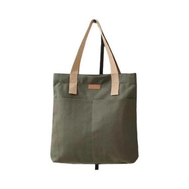 Imagem de Bolsa Tote De Lona Para Mulheres Com Grande Capacidade, Cor Sólida, Ca