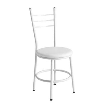 Imagem de Cadeira De Jantar Luxo Decorativa Estofada Liz Estrutura Branca:Branco