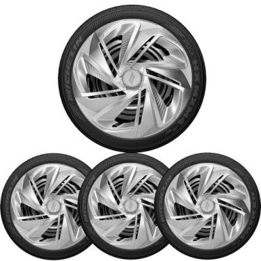 Imagem de Jogo 4 Calotas Esportivas Aro 13 Nitro Prata Gm Celta Corsa - Elitte M