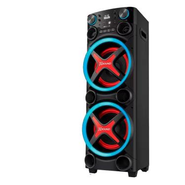 Imagem de Torre de Som Amplificada TM-2200-B 2200W RMS com Bluetooth 5.3, USB, Entrada Auxiliar e Iluminação LED RGB Preto