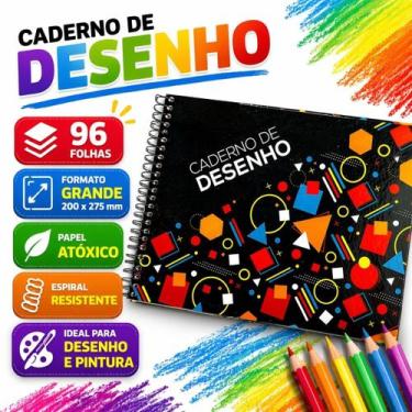 Imagem de Caderno de Desenho espiral capa dura horizontal 96 folhas - Marca, pre