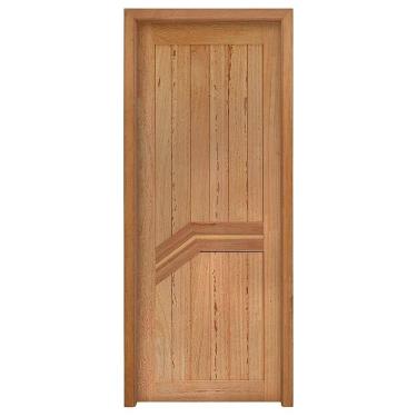 Imagem de Kit Porta de Madeira Angelim Rondosul P13 Externa, Abertura à Esquerda 213x85 cm