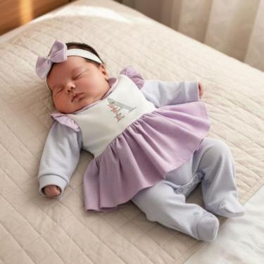 Imagem de Macacão Bebê Menina Personalizado Lilás Bordado Letra do Nome - Marias