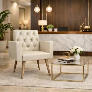 Imagem de Poltrona Decorativa Capitone Reforçada Confortável Para Sala - Móveis 