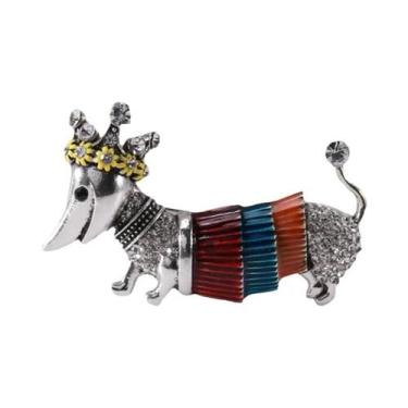 Imagem de Broche De Esmalte Unissex Com Strass De Cachorro, Joia De Lapela Para 