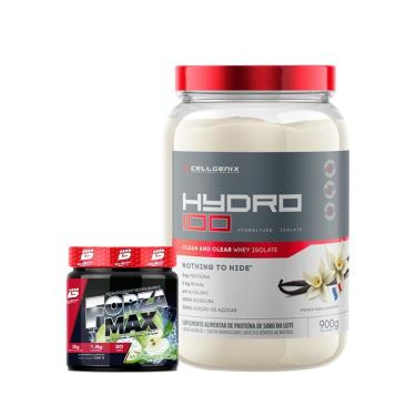 Imagem de Kit Whey Protein Isolado 100% Hydro 900g - Cellgenix + Pré-Treino Forza Max 300g - Bio...
