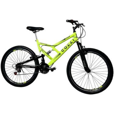 Imagem de Bicicleta Esportiva 14813D Aro 26 Dupla Suspensão Colli, 26", Amarelo 