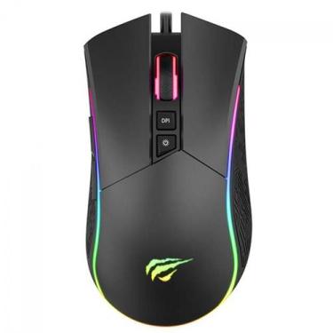 Imagem de Mouse Gamer Havit Ms1001s, 4800dpi, Usb, Rgb, 7 Botões Preto Preto