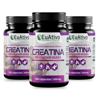 Imagem de Creatina Monohidratada500mg 120 Cápsulas Suplemento Alimentar EuAtivo 