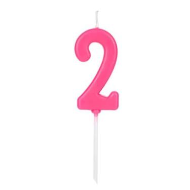 Imagem de Vela de Aniversário Número 2 Rosa 4,5 cm Silver Plastic