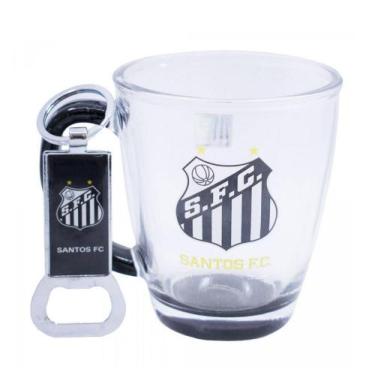 Imagem de Copo Santos de Vidro Com Abridor 370ml Oficial - Minas de Presentes