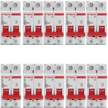 Imagem de 50 Disjuntor Bipolar 63 amperes Curva C 3ka Steck SDD62C63