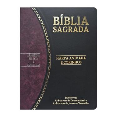 Imagem de Bíblia Slim Large C/ Harpa Pu Bicolor  Preto E Vinho  ARC  Casa Public