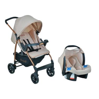 Imagem de Travel System Ecco Mon Amour com Carrinho de Bebê e Bebê Conforto Dobrável para Recém-Nascidos Bege Burigotto