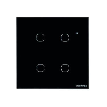 Imagem de Interruptor Smart Wi-Fi Touch com 4 Teclas EWS 1004 Controle por App e Voz Preto Intelbras
