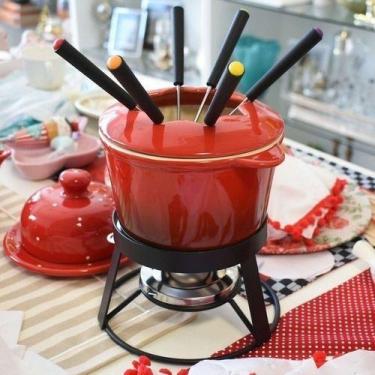 Imagem de Conjunto Aparelho de Fondue Aretha Cerâmica Chocolate Queijo - HAUSKRA