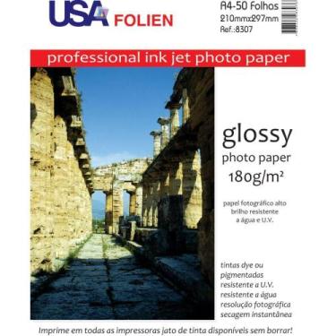Imagem de Papel Fotografico INKJET A4 GLOSSY 180G PCT.C/50 - Usa Folien