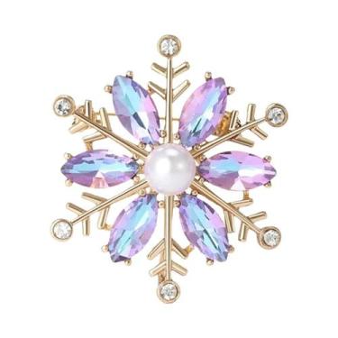 Imagem de Broche De Natal Unissex Feminino Com Strass Floco De Neve E Flor De Vi