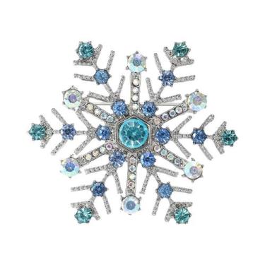 Imagem de Broche De Natal Unissex Feminino Com Strass Floco De Neve E Flor De Vi