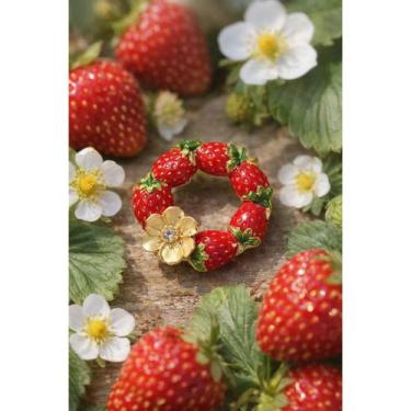 Imagem de Broche guirlanda de morango e flor de primavera - ENCANTAR