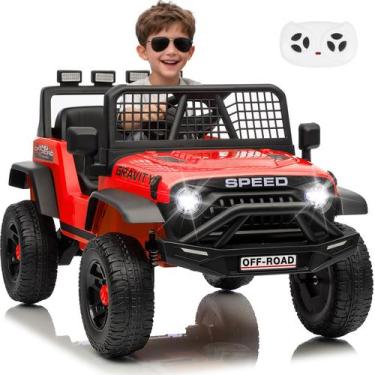Imagem de Carro Elétrico Infantil VeezyGo 24V 4x4 com Controle Remoto, Vermelho