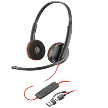 Imagem de Headset HP Poly Blackwire C3220 - Conector USB-C - Preto e Vermelho - 