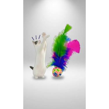Imagem de Bolinha com Penas para Gato - Brinquedo Divertido 30 Un - Congratulati