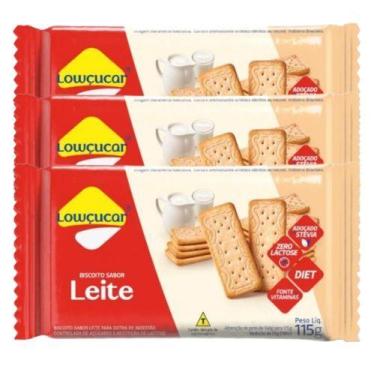 Imagem de Biscoito Sabor Leite Zero Lactose Lowçucar com 3 pacotes de 115g