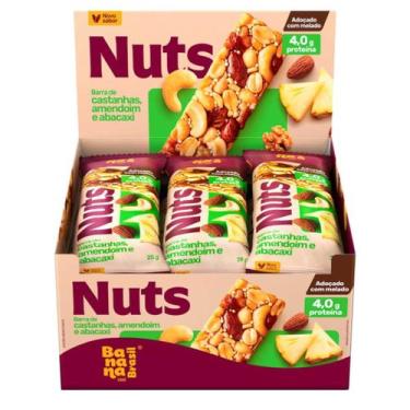 Imagem de Nuts Bar Castanhas e Abacaxi coberto com Chocolate Zero Açúcar Banana 