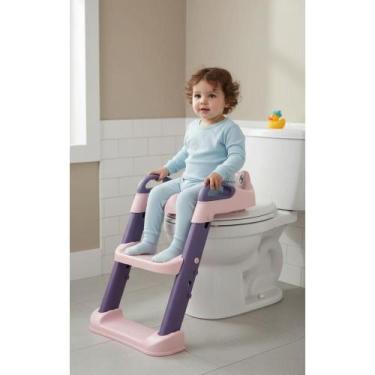 Imagem de 2x Assento Redutor Infantil C/ Escada Dobrável Rosa - Congratulations 