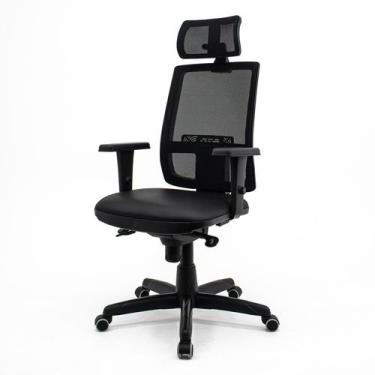 Imagem de Cadeira Escritório Presidente Brizza Plaxmetal Sincron Slider NR17 Bra