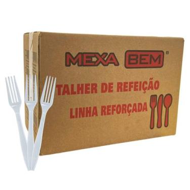 Imagem de Garfo refeição reforçada branco c/1000 descartável mexa bem