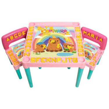 Imagem de Mesinha Infantil 2 Cadeiras Com Encaixe Letras E Números - Toys 2u