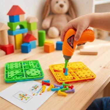 Imagem de Kit Parafusadeira Infantil Brinquedo Educativo Montar Desmontar Maleta