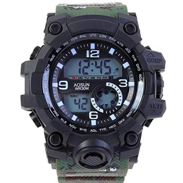 Imagem de Relógio de Pulso Masculino Digital Tela Led Design Esportivo Moda Casual Camuflado Estilo Militar (C4)