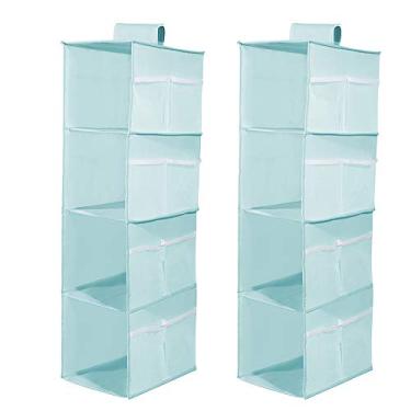 Imagem de Yajun Organizador de armazenamento de armário para pendurar, suporte organizado para sutiã, 4 camadas, roupa íntima, 2 peças, azul