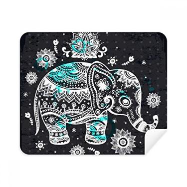 Imagem de Pano de limpeza de animais Nation Elephant Flower Preto Azul 2 peças Tecido de camurça