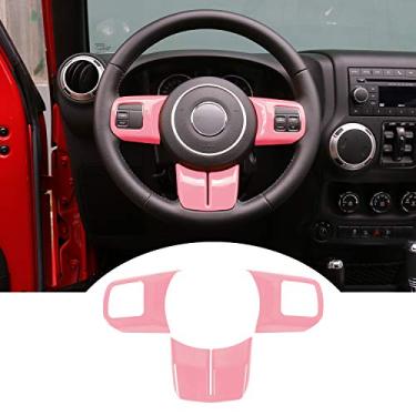 Imagem de JeCar Kit de acabamento de decoração de volante interior para Jeep Wrangler JK/2011-2013 Grand Cherokee/2011-2016 Jeep Compass & Patriot, rosa