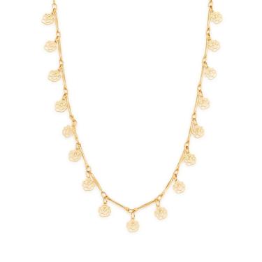 Imagem de Colar Rommanel Banhado A Ouro Fio Palito Com Pequenas Flores Rosas 531940