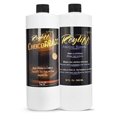 Imagem de Reyliff Tratamento De Queratina De Chocolate 32 Onças Com Óleo De Argan + Xampu Purificador De 32 Onças 32 Fl Oz (Pacote Com 2)