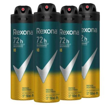 Imagem de Kit 4 Desodorantes Rexona Men Aerossol Antitranspirante V8 150ml
