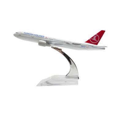 Imagem de Avião Comercial Boeing 777 Turkish Airlines - Miniatura De Metal 15 Cm