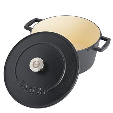 Imagem de Babish Forno holandês de ferro fundido esmaltado redondo com tampa, 6 litros, preto fosco